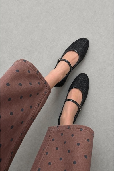 Hepsi Moda Belted Satin Ballerinas - Hl - Black