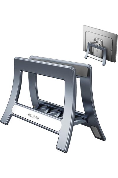 Arabest Vertical Laptop Stand, 3-in-1, Gravity Auto Lock, Space-Effective, Gray