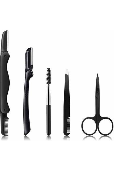 Arabest طقم تشذيب الحواجب 5 في 1، مقص بتصميم مزدوج، شفرات حادة ودقيقة، لشعر ا...
