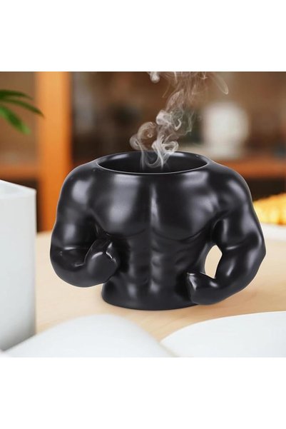 AZONEE كوب قهوة سيراميك بتصميم رجل العضلات الإبداعي، كوب شاي وحليب وماء مبتكر...