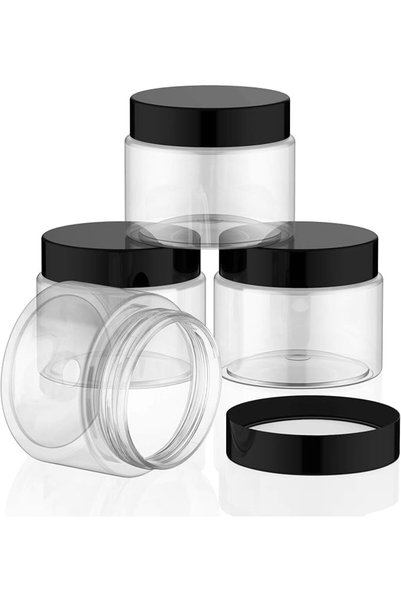 Patelai 4 Pieces Round Wide-mouth Leak Proof Plastic Container Jars with Lids...