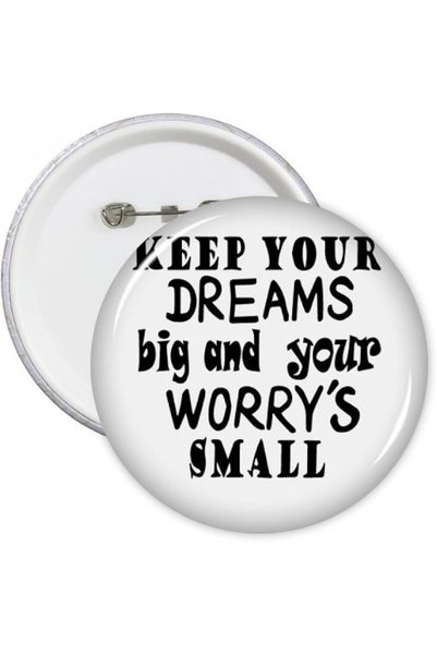GENERAL English Word Design Dream And Worry Round Pins Badge Button Emblem Ac...