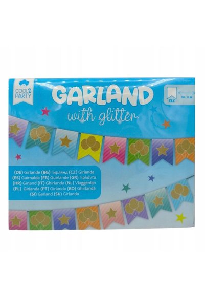 Cool Decorative Glitter Glittery, 4 m, 13 Flags, Party Decoration
