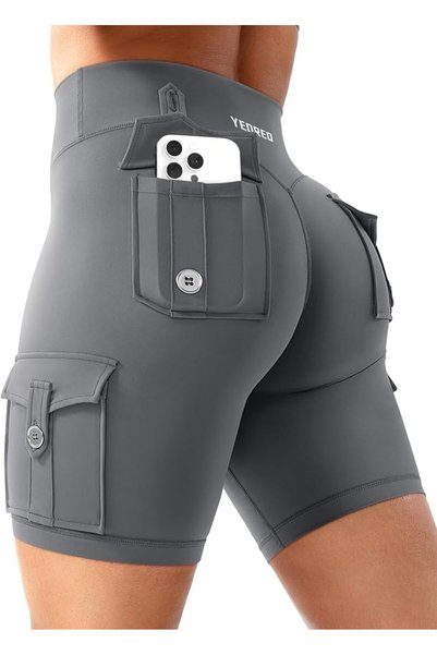 GENERAL YEOREO CoreFlex Women Workout Biker Shorts with Cargo Pockets Hidden ...