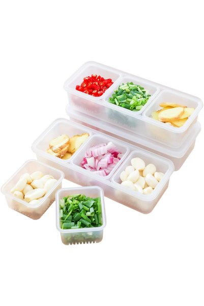 TERRIFI 3 Pcs Chilled Ingredient Container, Stackable Food Storage Box, Split...