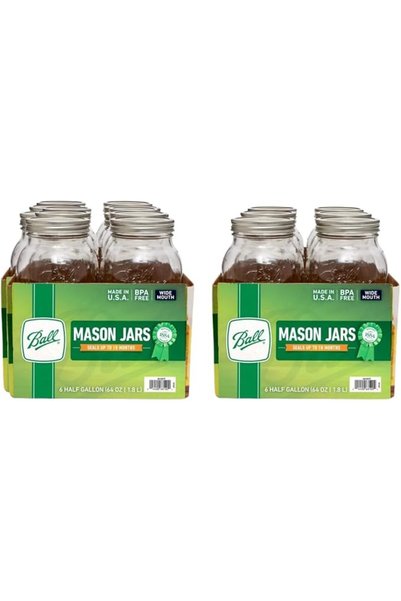 Ball Wide Mouth Glass Mason Jars with Lids and Bands, Used for Canning, Pickl...