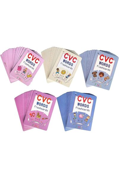Generic CVC Words Phonics Flashcards Learning English Sight Words Educational...