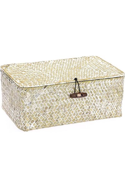 Hipiwe سلال تخزين منسوجة بأغطية من عشب البحر الطبيعي (XS، 23 × 13 × 9.5 سم)