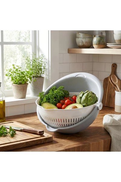 Hane216 Washing Bowl with Rotating Strainer - Large Size Fruit and Vegetable ...