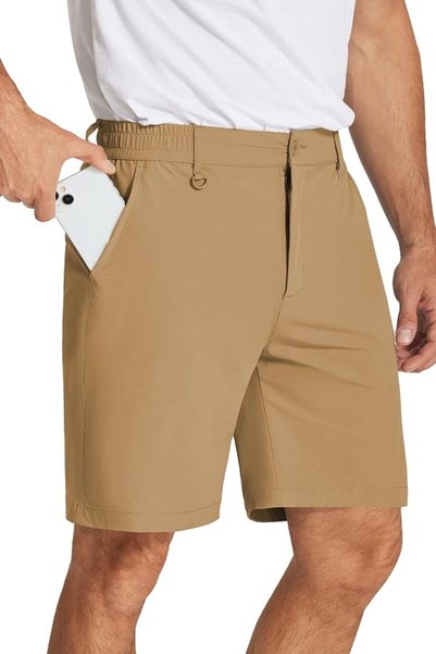 COOFANDY شورت جولف رجالي بطول 8 بوصات خفيف الوزن سريع الجفاف شورت كاجوال للتن...