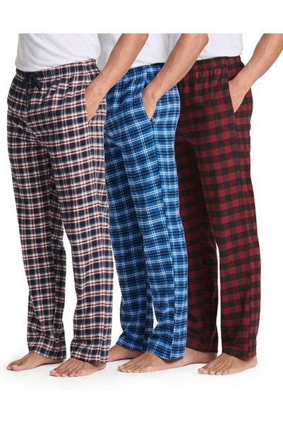 Real Essentials mens فلانيل pajama-bottoms (pack of 3)