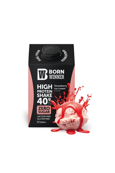 Born Winner بروتين شيك بنكهة ايسكريم الفراولة 500 مل - Protein Shake – Strawb...