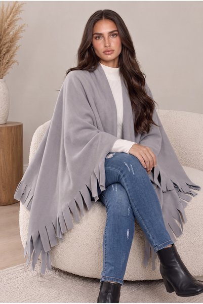 GİYU SHOP Women's Winter 100% Fleece Tassel Shoulder Shawl