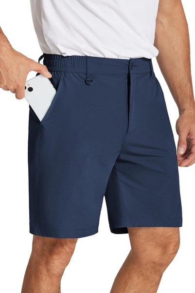 COOFANDY شورت جولف رجالي بطول 8 بوصات خفيف الوزن سريع الجفاف شورت كاجوال للتن...