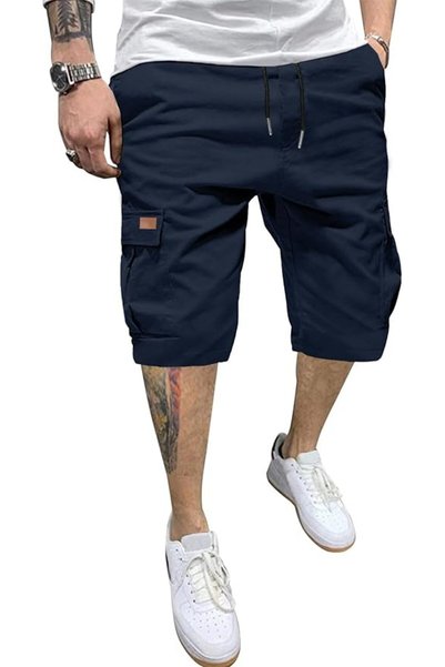 GENERAL PLEPAN Men's Classic Casual Cargo Shorts Drawstring Stretch Twill Chi...