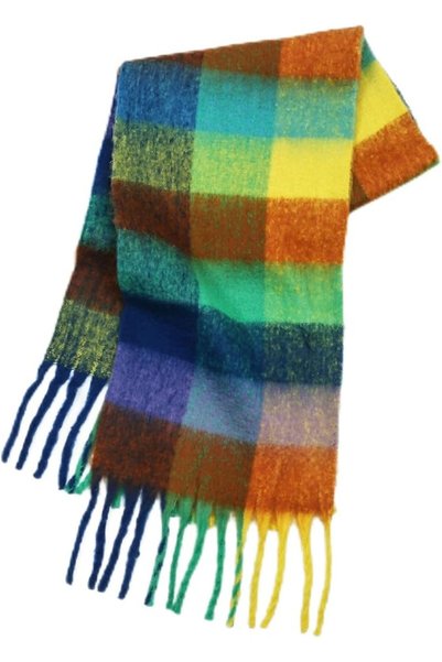 KASTWAVE Fluffy Scarf for Women, Long Chunky Winter Warm Tassel Shawl and Wra...