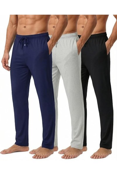 Real Essentials mens فلانيل pajama-bottoms (pack of 3)