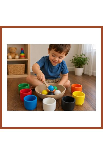 Bezos 3D Baskı Renk Eşleştirme ve Top Yakalama Oyunu - Montessori Eğitici Mot...
