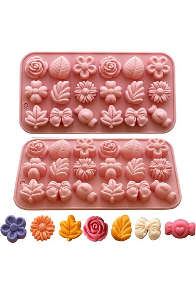 HaveLovely 2Pcs Flower Candy Molds Silicone, Daisy Flower Chocolate Molds Tul...