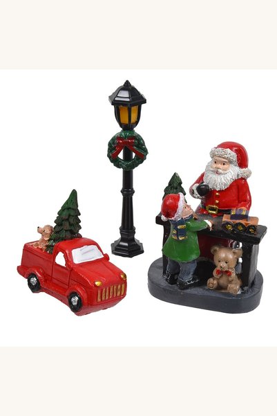 Comerivo Scenă de Crăciun cu 3 figurine din poliresină pictate manual: Moș Cr...