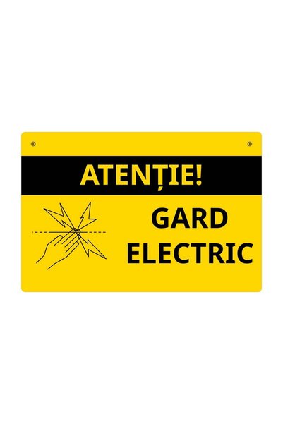 PAS Indicator Atenție! Gard electric, placă PVC rigid 4 mm, 30 x 20 cm, față-...