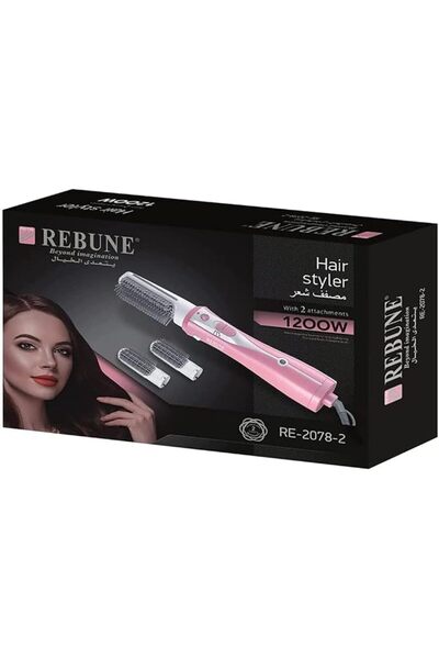 rebune فرشاة تجفيف الشعر RE-2078-2 وردية اللون بقوة 1200 واط، 3 في 1، أداة تص...