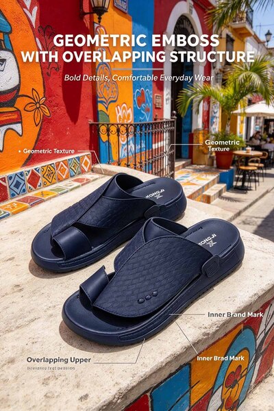 Glory One Mart Men's Minimalist City Slides Wide Leather Upper Split-Toe Structure Thick Flat Sole Lightweight Breathable Comfort Casual Commute Sandals