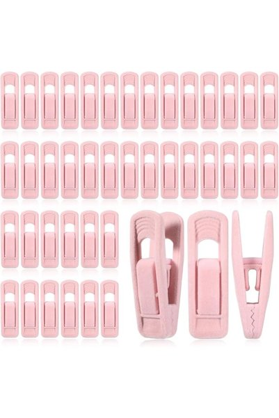 LIQWEI Pink Velvet Hangers Clips, 80 Pack Strong Finger Clips Velvet Pants Ha...