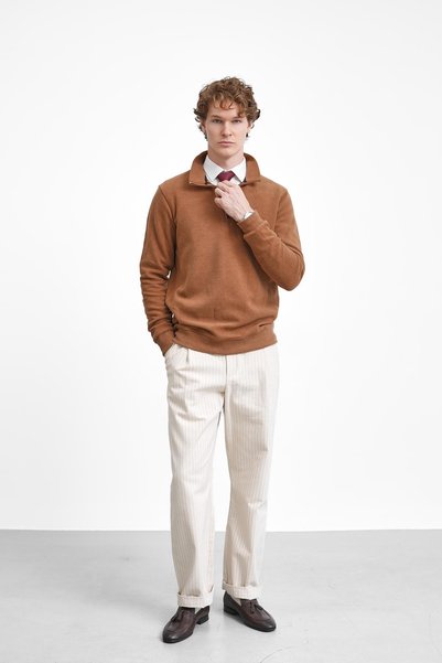 MODEFENDİ Half-Zip Velvet Sweater