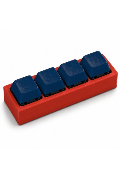 3DONE MODELS Clicker antistres cu 4 taste, printat 3D, baza rosu, taste albas...