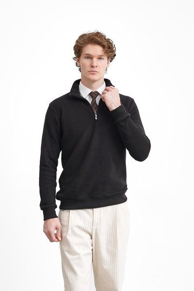 MODEFENDİ Half-Zip Velvet Sweater