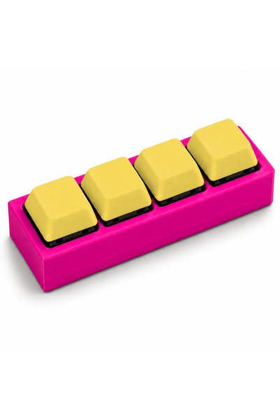 3DONE MODELS Clicker antistres cu 4 taste, printat 3D, baza magenta, taste ga...
