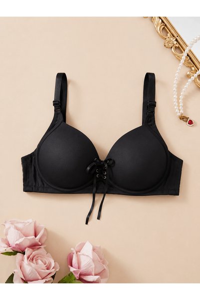 Hepsi Moda Lace-Up Supportless Bra - Black