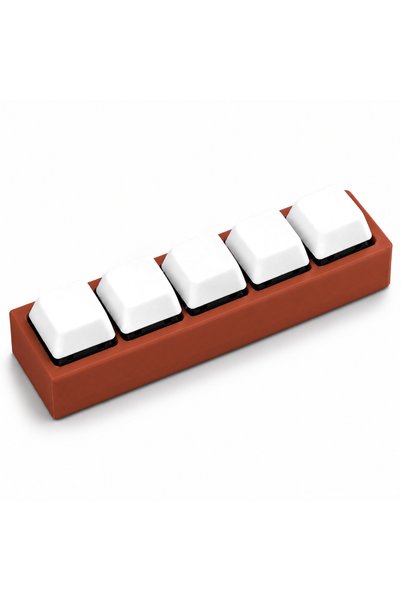 3DONE MODELS Clicker antistres cu 5 taste, printat 3D, baza maro, taste alb f...