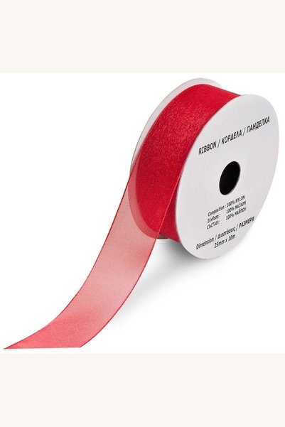 Comerivo Banda Organza Rosie pentru Cadouri si Decoratiuni - 10m x 2.5cm