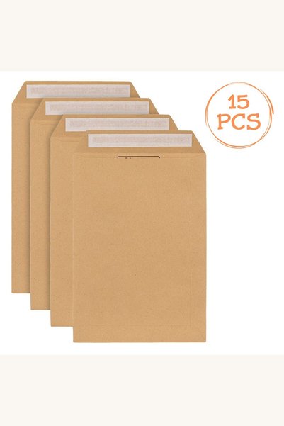 Comerivo Set 15 plicuri maro corespondenta 23x33cm cu adeziv pentru documente A4
