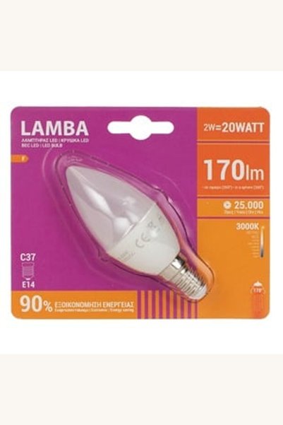 Comerivo Bec LED E14 2W C37 Alb Cald - Economie de Energie 90%