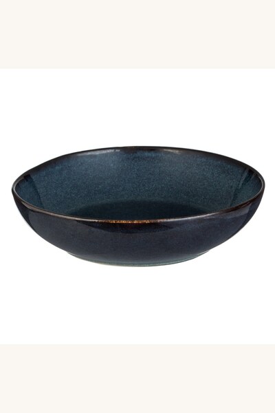 Comerivo Salatiera ceramica albastru-negru Glaze 1.8L cu textura lucioasa