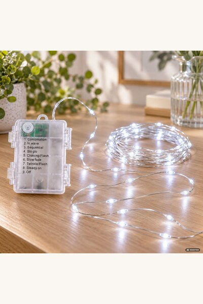 Comerivo Instalatie 100 LED-uri alb rece cu 8 efecte luminoase pentru Craciun...