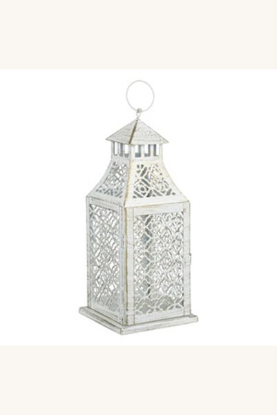 Comerivo Felinar metalic alb cu perforatii pentru lumina ambientala, 12.5x31cm