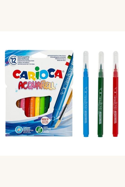 Comerivo Carioci Acuarela cu Varf Pensula - 12 Culori Vibrante pentru Pictura