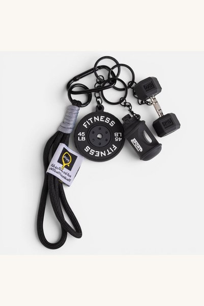 Comerivo Accesoriu geanta negru cu tema fitness - breloc charm gym 20cm