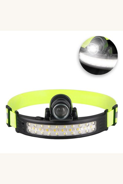 Comerivo Lanterna frontala LED 10W cu senzor de miscare, incarcare USB si 8 m...