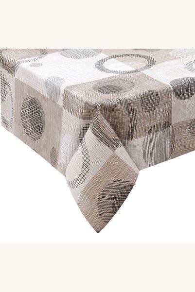 Comerivo Fata de masa cu vinil maro, model cercuri, 180x140 cm, protectie com...