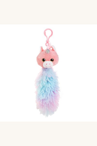 Comerivo Unicorn de plus colorat cu coada moale - breloc pentru copii 30cm