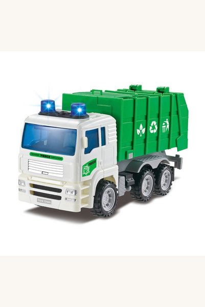 Comerivo Jucarie camion de reciclare verde, cu sunete si lumini pentru baieti