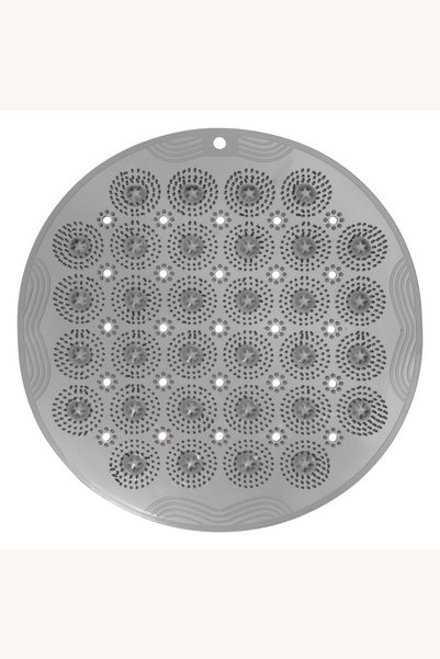Comerivo Covoras antialunecare baie Crystal gri cu masaj 30cm, ventuzele sigure
