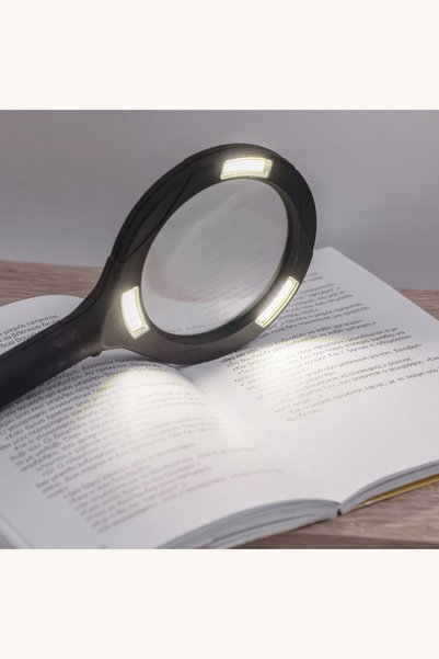 Comerivo Lupa cu marire 3x si LED integrat pentru citire precisa, 24cm negru