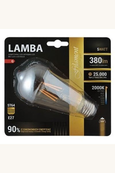 Comerivo Bec LED E27 5W ST64 cu Filament Decorativ, Lumină Caldă 2000K