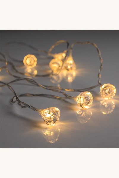 Comerivo Ghirlanda LED cu 10 diamante luminoase alb rece, 1.6m, cu baterii